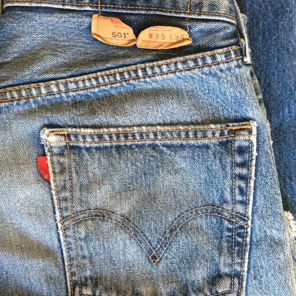 Vintage 501 Button Fly Distressed Jeans