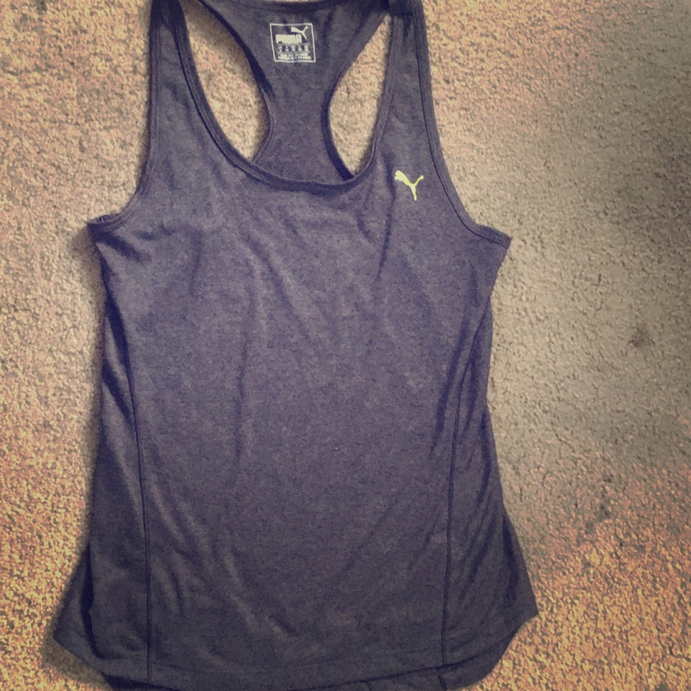 Gray Puma Racer Back Dry Fit Workout Top