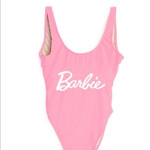 Pink Barbie one piece swimsuit!