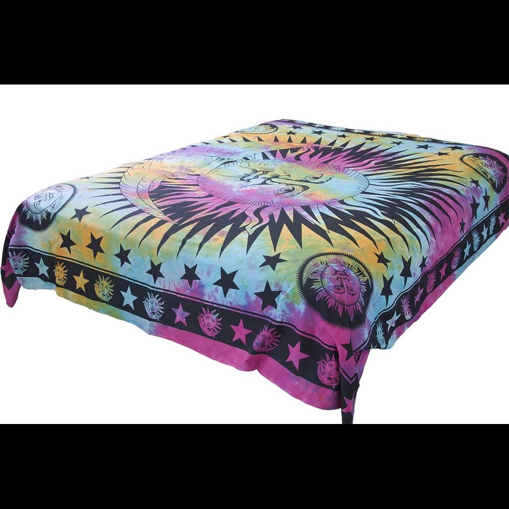 Queen Hippie Tie-Dye Sun Mandala Tapestry Bohemian
