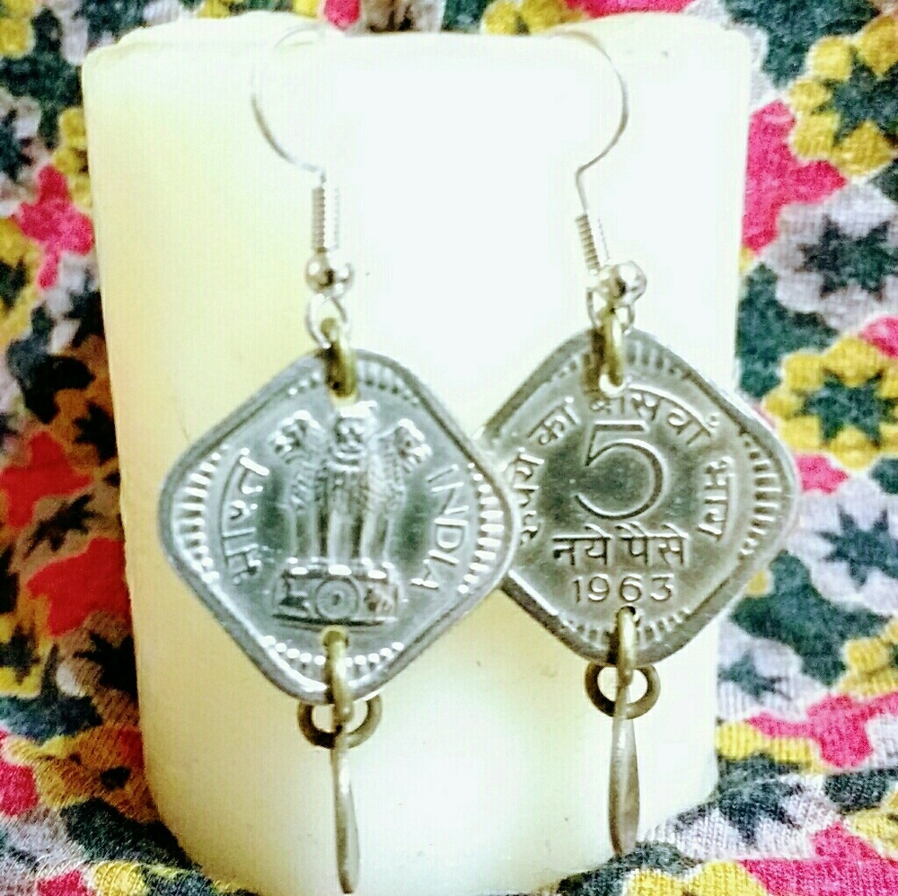 1963 India coin earrings