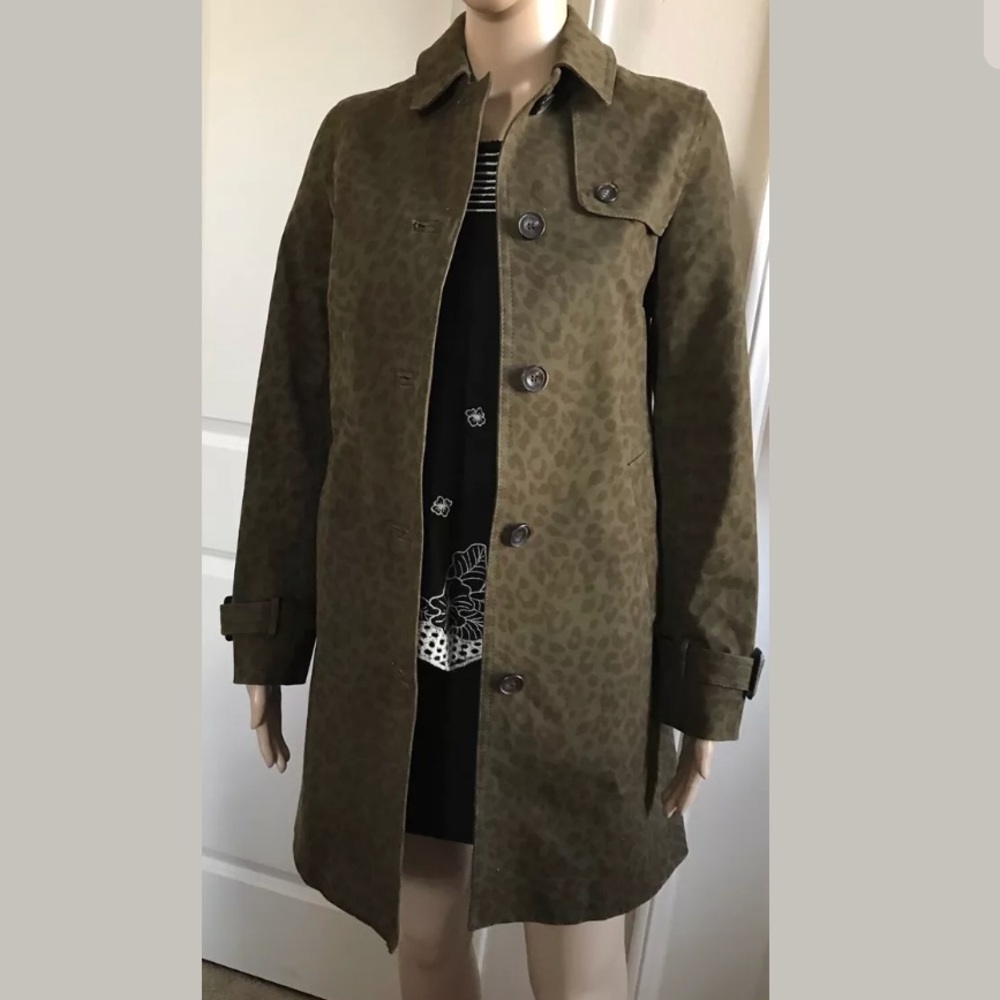 ZARA CAMO CHEETAH Print TRENCH COAT JACKET S