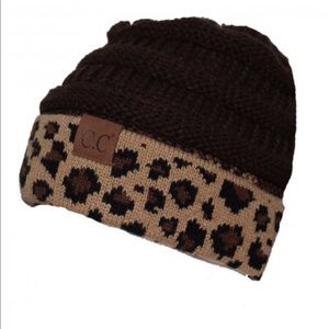 Black and leopard cc beanie