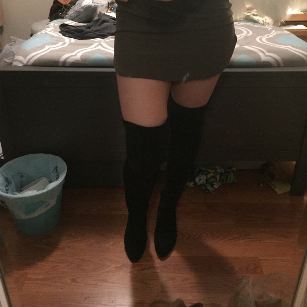 Black thigh high boots