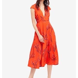 Free People printed retro wrap dress