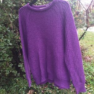 Purple knitted pullover sweater