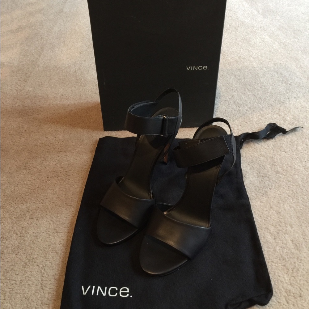 Vince black strapped heels. New