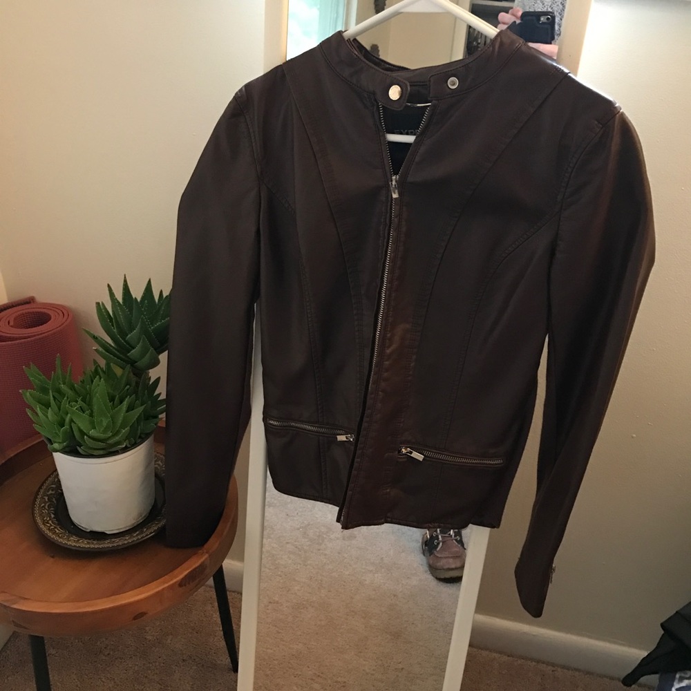 Express Brown Leather Jacket- Medium
