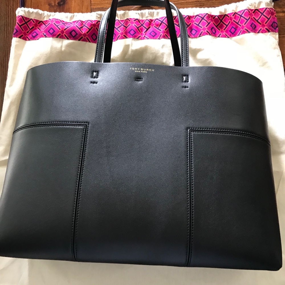 Black leather Tory Burch Block-T Tote