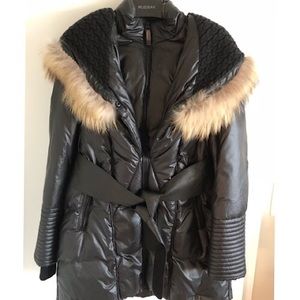 Rudsak Coyote Fur-Trim Coat, Belted, Large