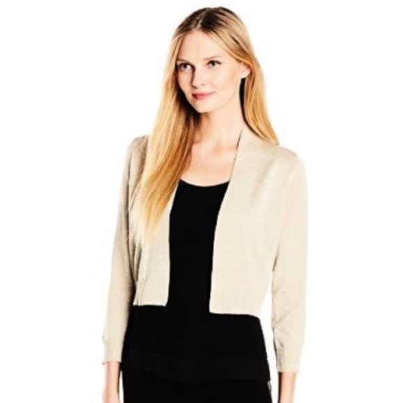Calvin Klein Gold Cardigan Lurex Shrug - Picture 1 of 6