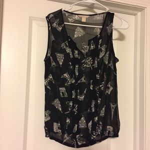 Eiffel Tower black sheer sleeveless shirt