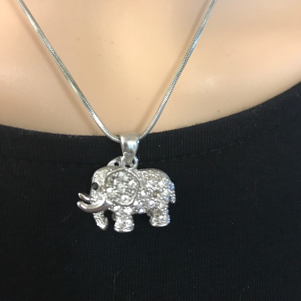 Short Silver Elephant Necklace