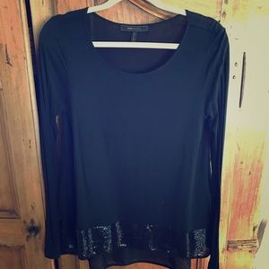 Black sequin rim BCBG top