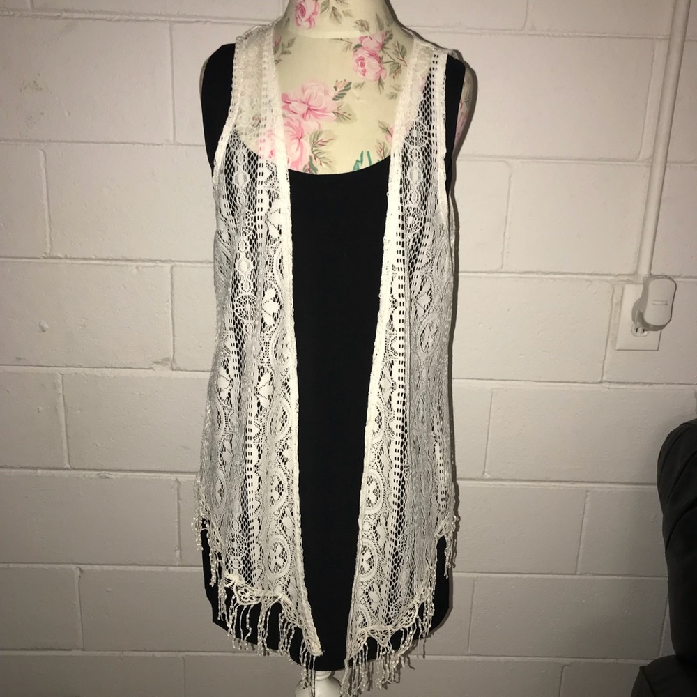 Cream Lace Boho Vest