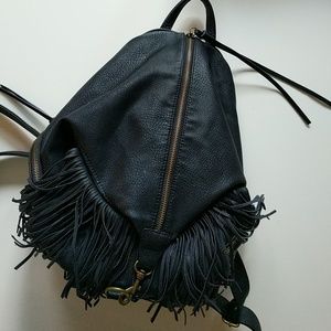 Faux Leather Fringe Backpack