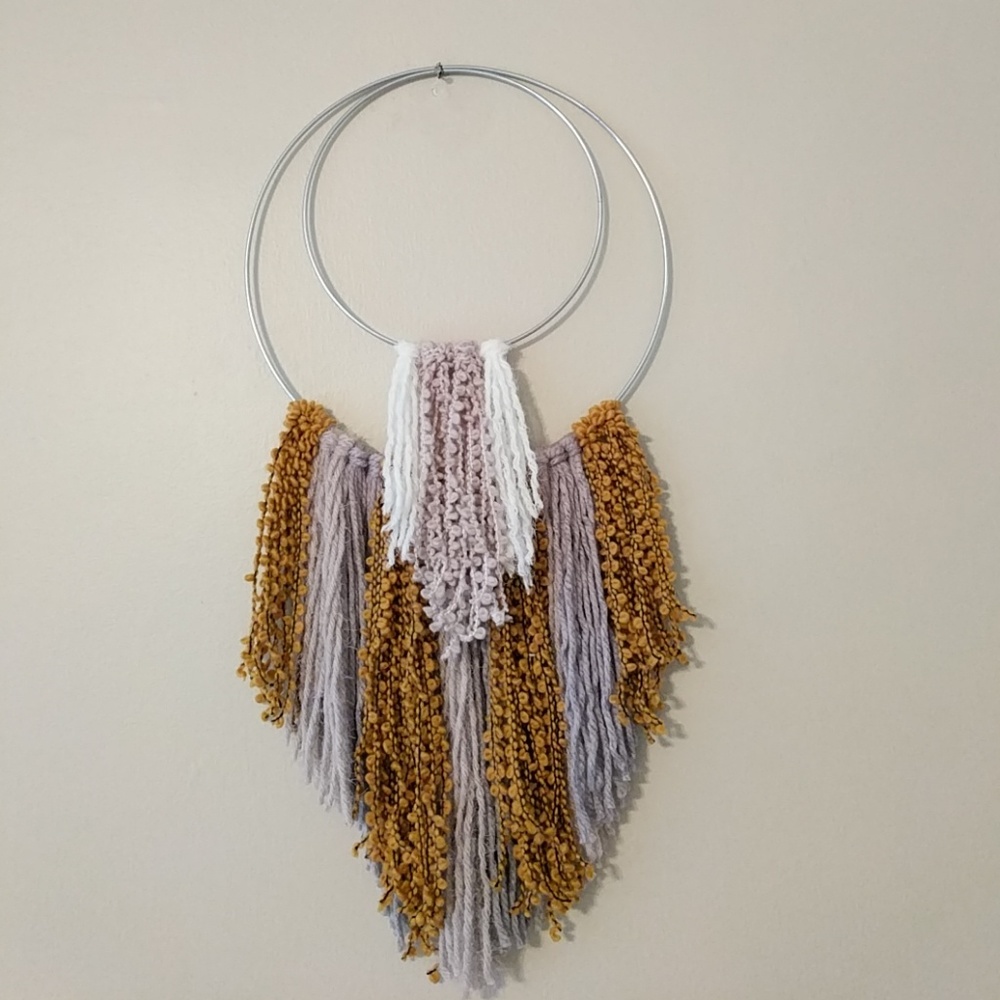 Sliver Metal Yarn Art Wall Hanging