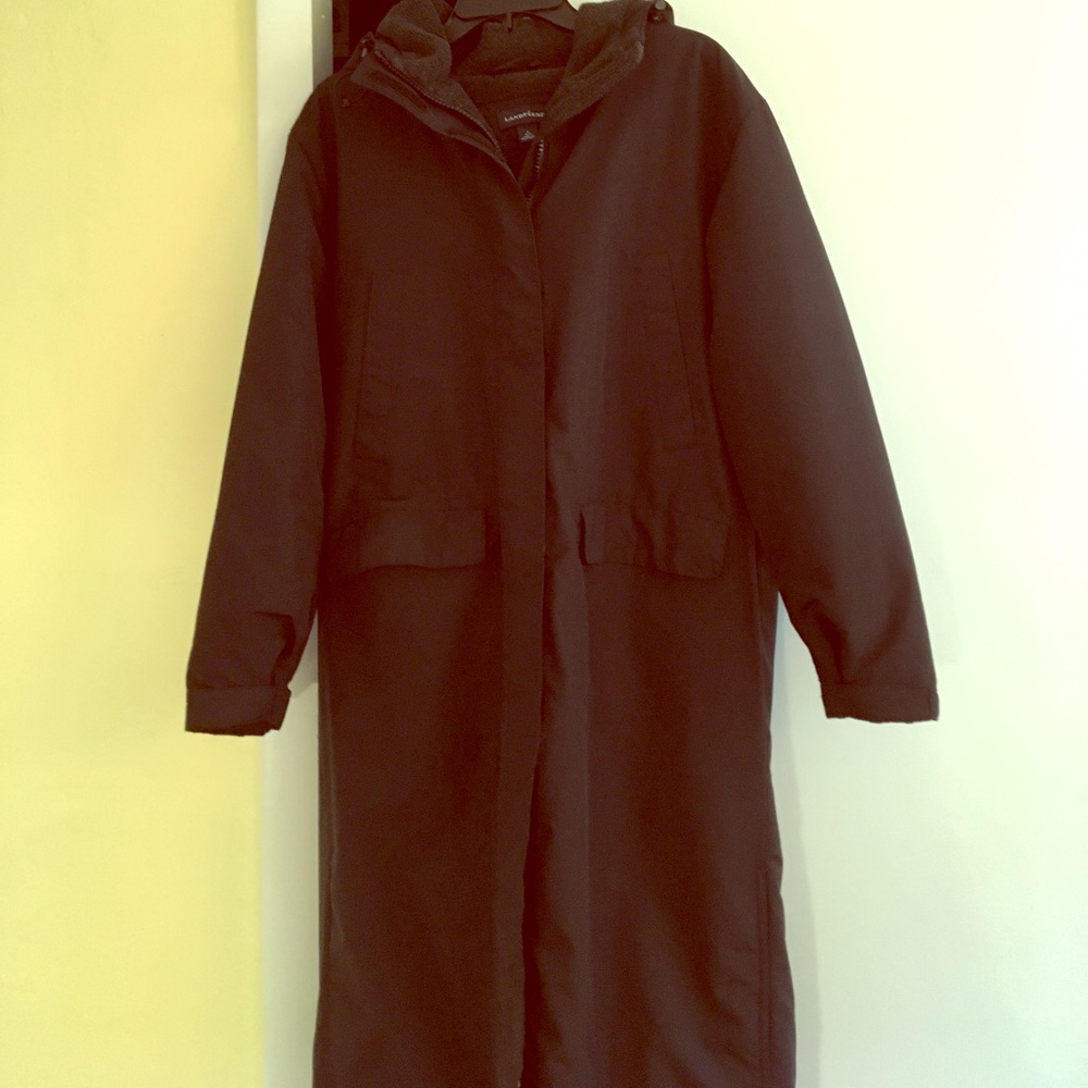 Lands' End Black Stadium Squall Long Winter Coat