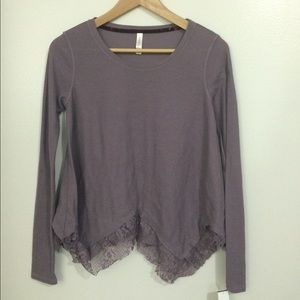 Mauve long sleeve lace shirt.