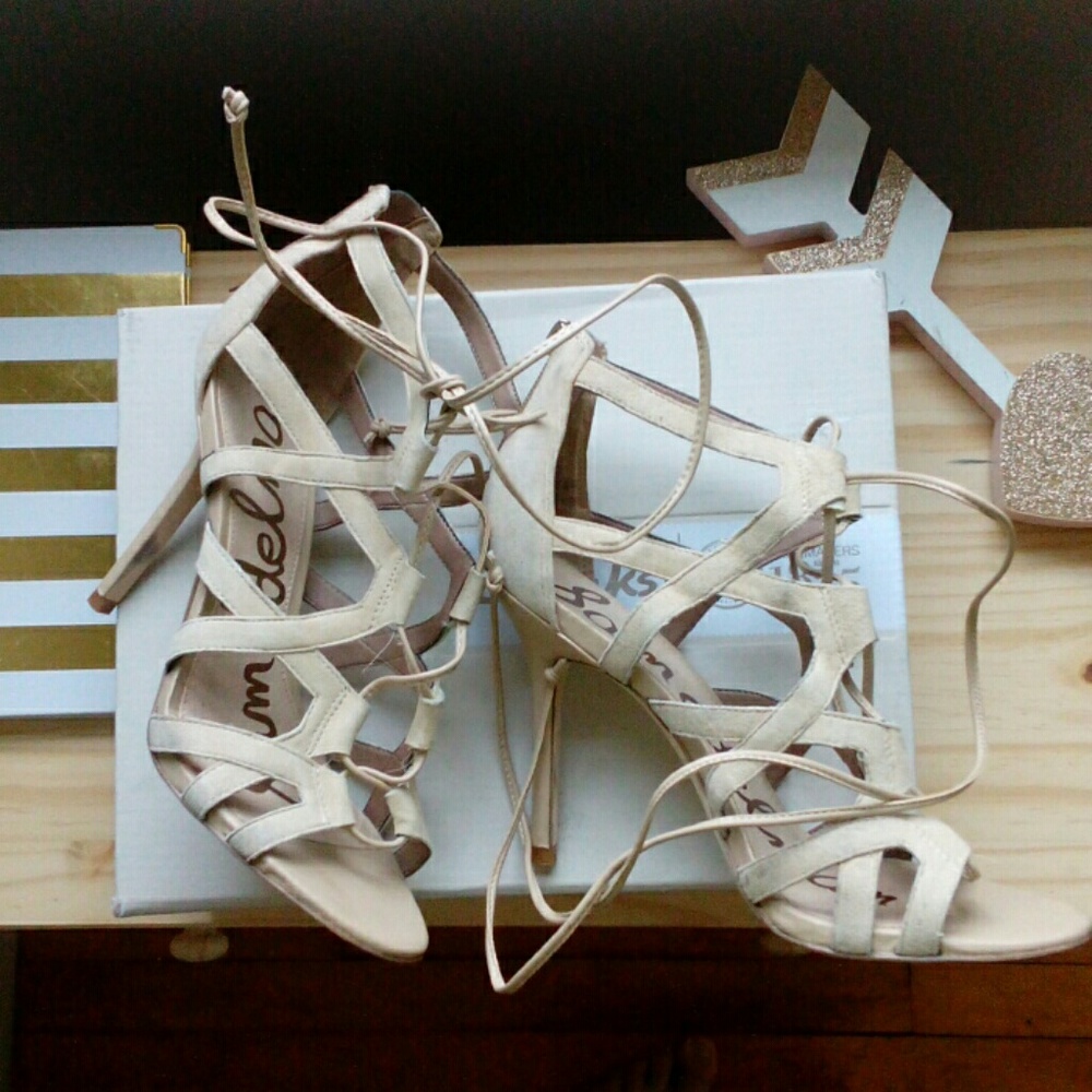 Sam Edelman Almira Nude Lace Up Heels Sandals