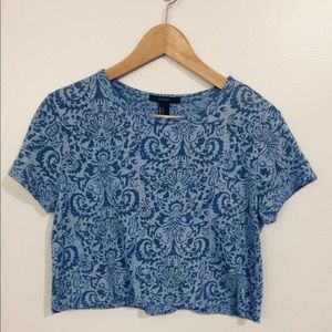 Periwinkle summer print crop top.