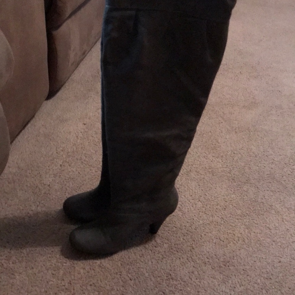 Gray knee boots