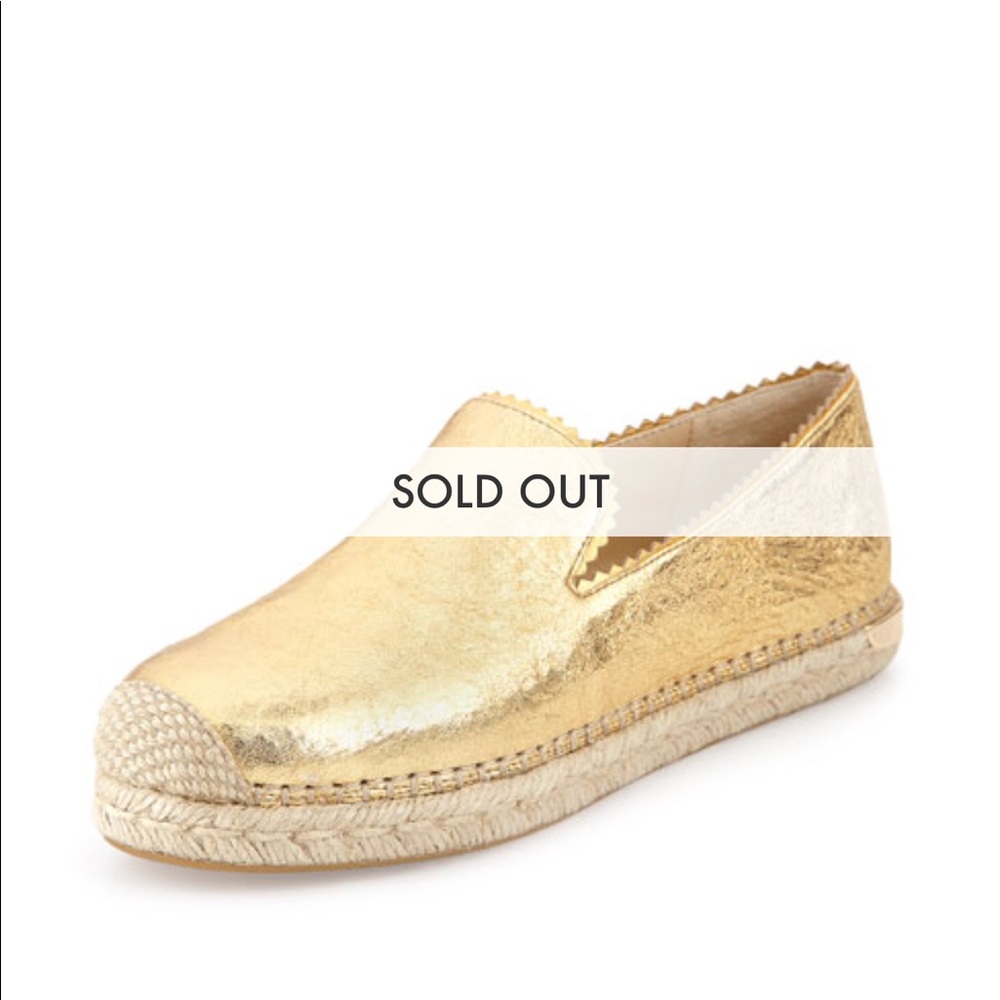 Stuart Weitzman wrinkled gold espadrille