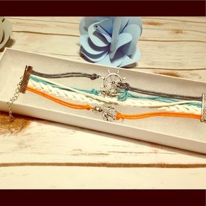 Wheel/Anchor/Octopus suede bracelet