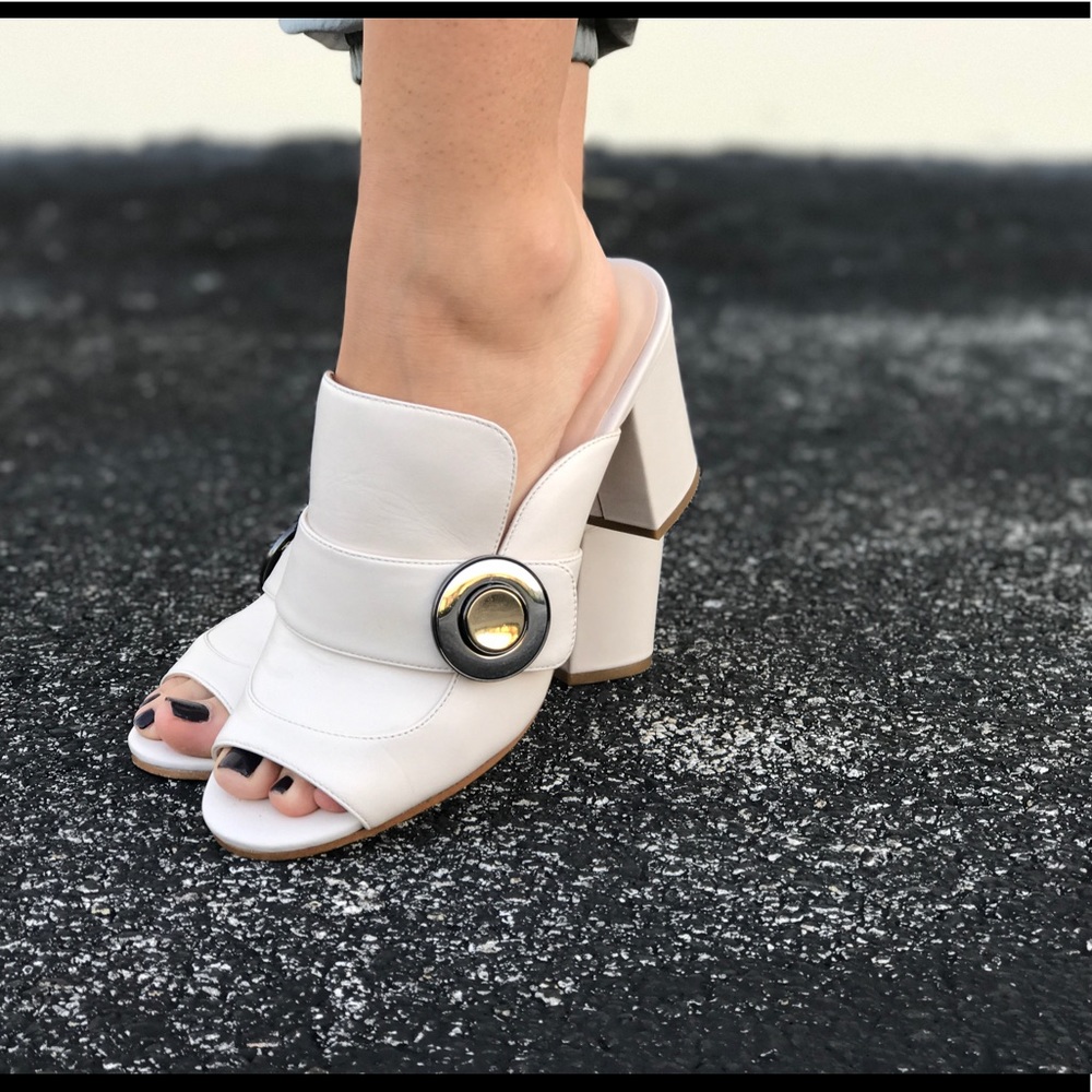 Nine West Leather Mule with button detail