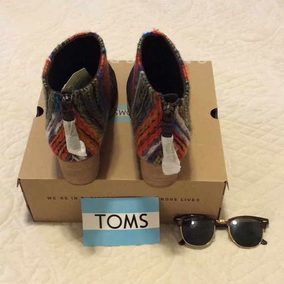 " Chocolate Saga" TOMS MULTICOLOR BOOTIES - Picture 3 of 5