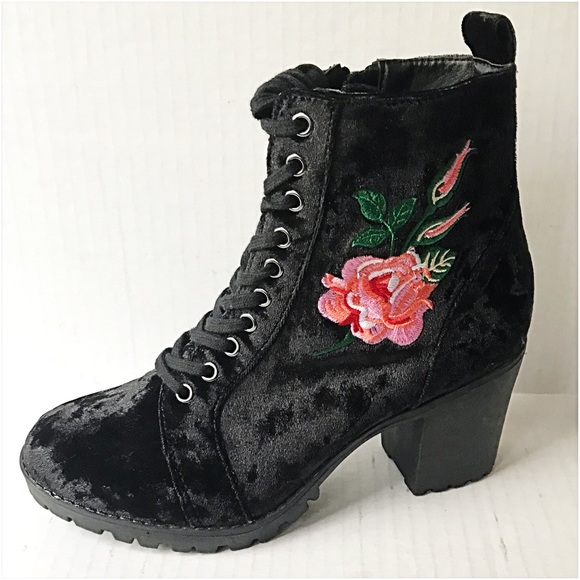 Cutest Bootie Ever Crushed Velvet Floral 9 - Picture 6 of 6