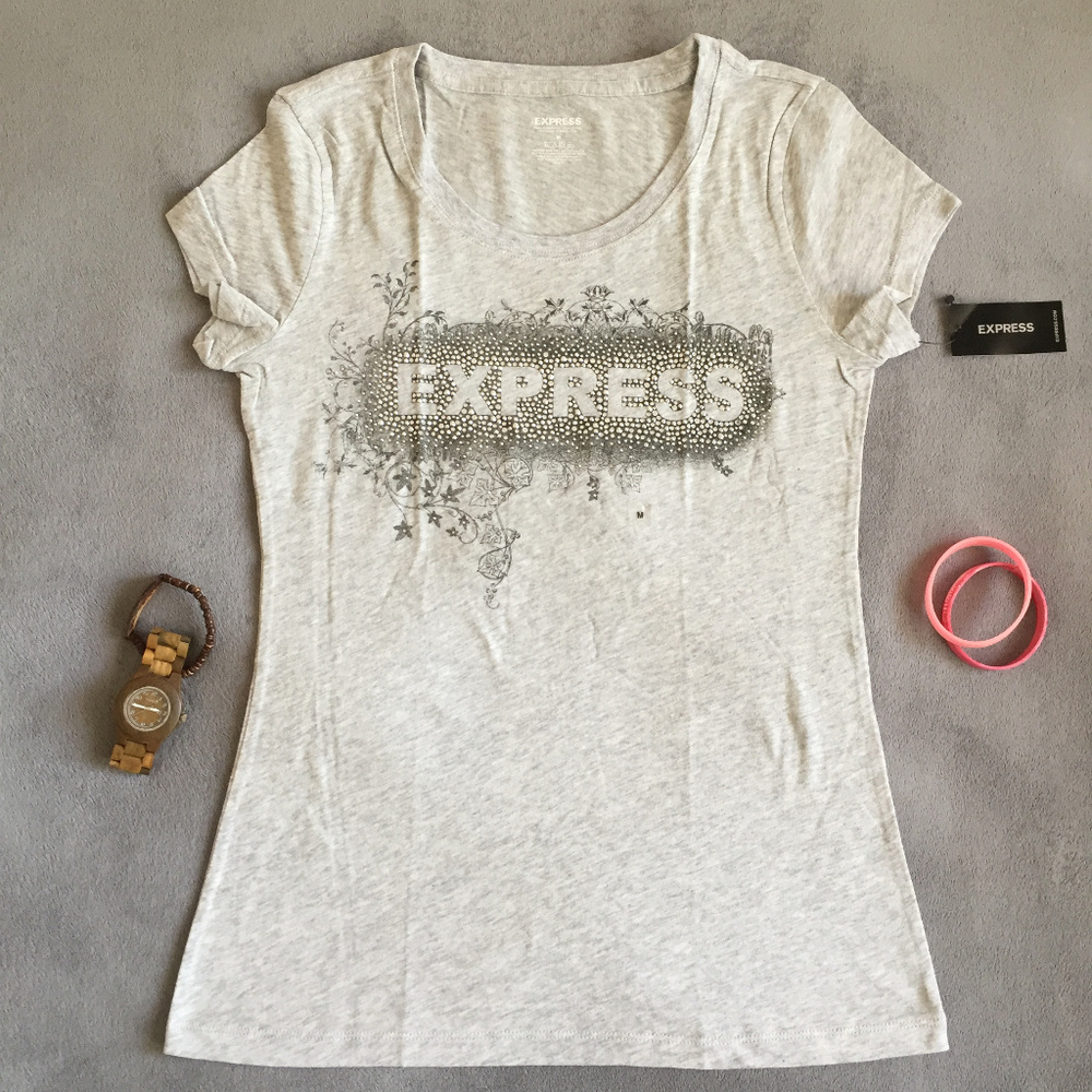 NWT Express Rhinestone Short Sleeved Tee