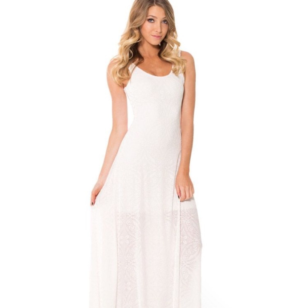 Blackmilk Burned Velvet White Maxi Dress
