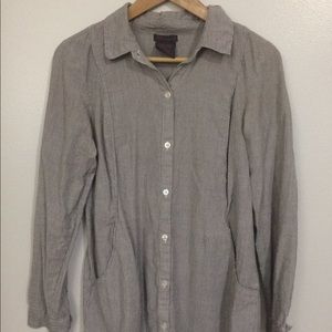 Striped grey button down tunic.