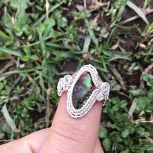 Handmade Sterling Silver Ammolite Ring
