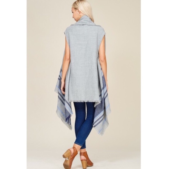 Plaid Poncho Wrap Shawl - Picture 2 of 6