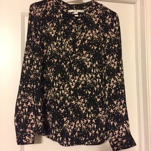 Black long sleeve blouse with pink design