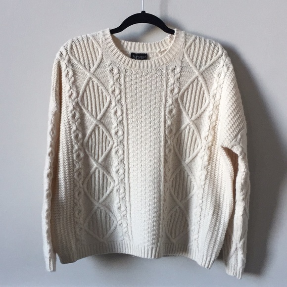 Topshop Sweaters - Topshop Cream Cable Knit Sweater Crew Cableknit