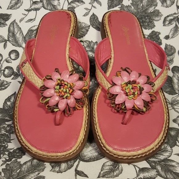 Brighton Shoes - Brighton Pink Orchid Leather & Straw Sandals
