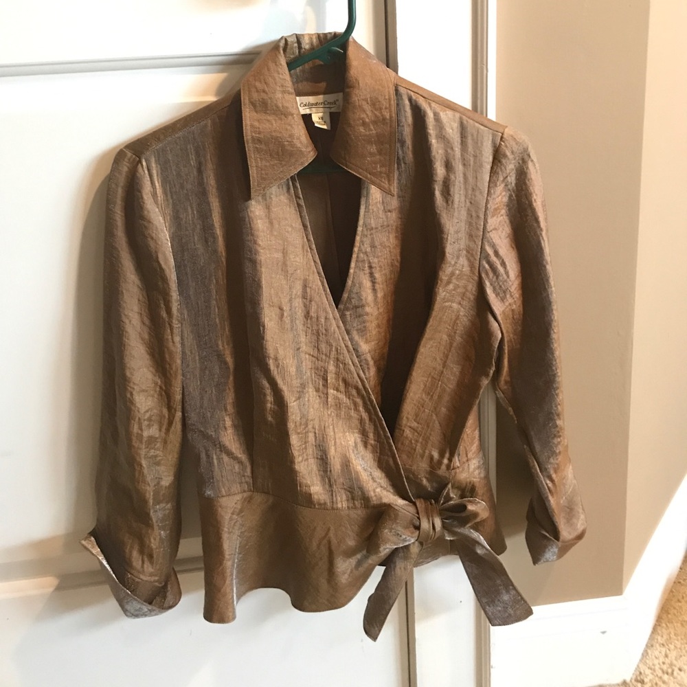 Holiday ready! Wrap/style blouse.