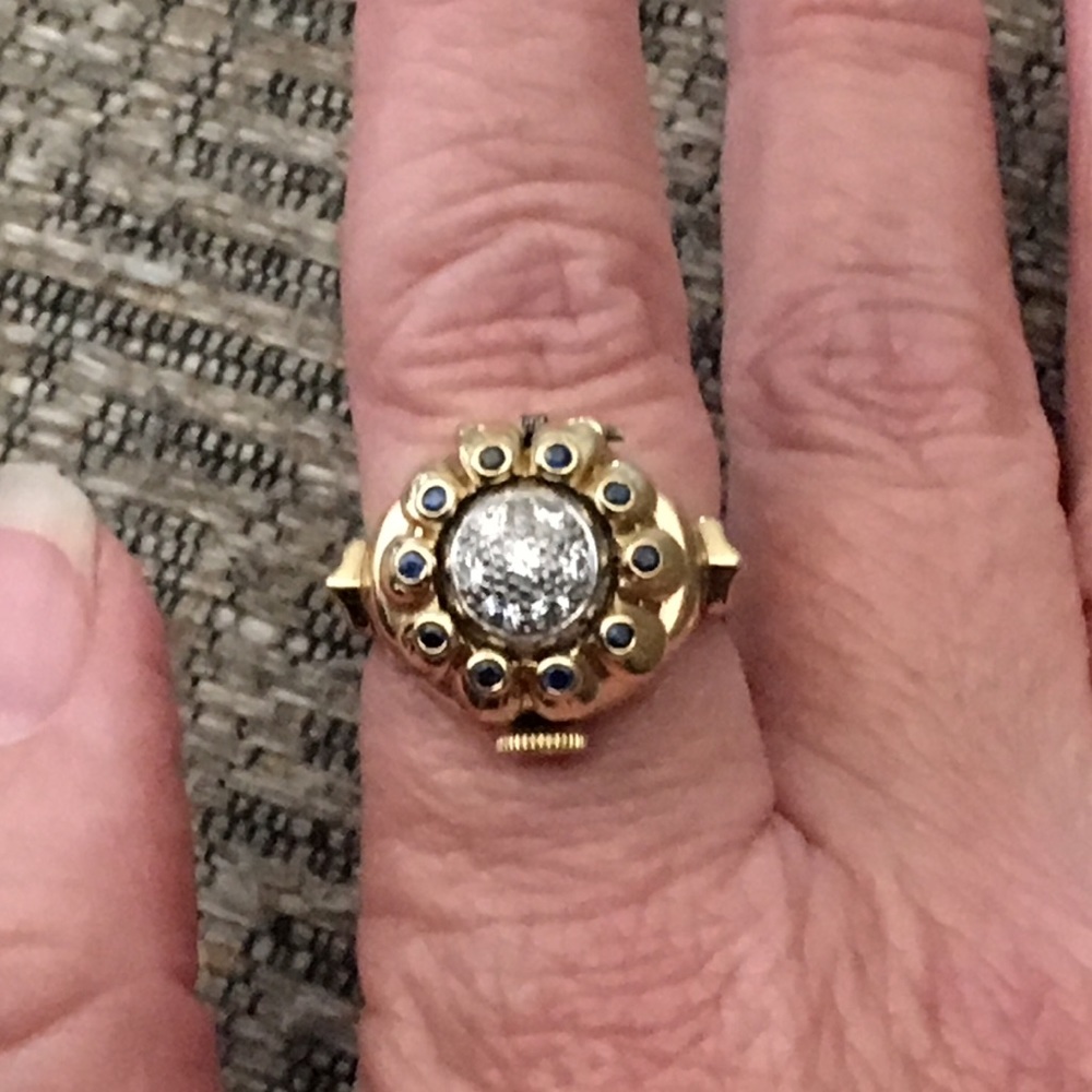 Vintage Bucherer Ring watch  sapphires  diamonds