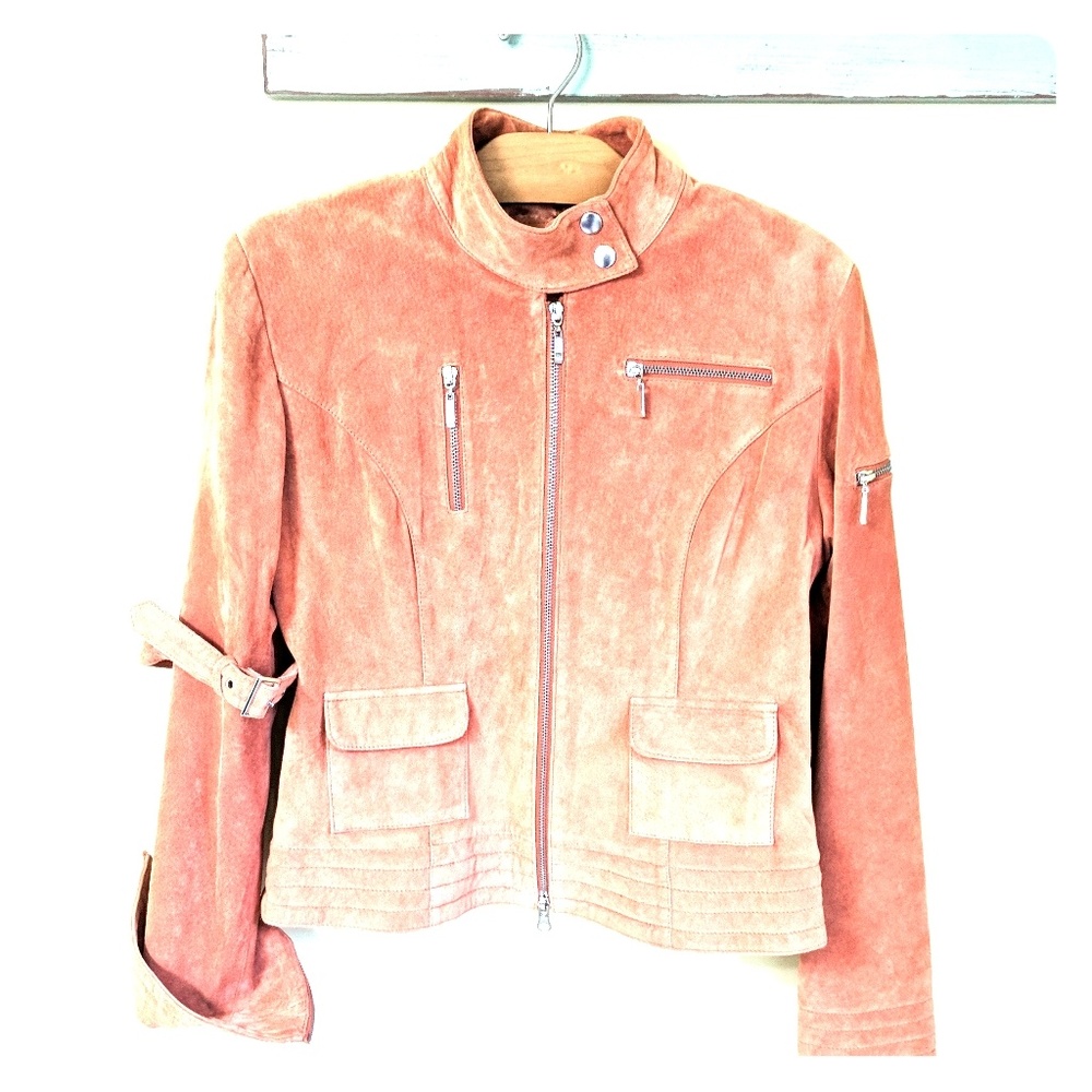Pumpkin/Brown beautiful Suede Jacket with zippers