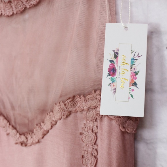 Mauve Pink Swing Short Dress Mesh Sleeveless - Picture 3 of 6