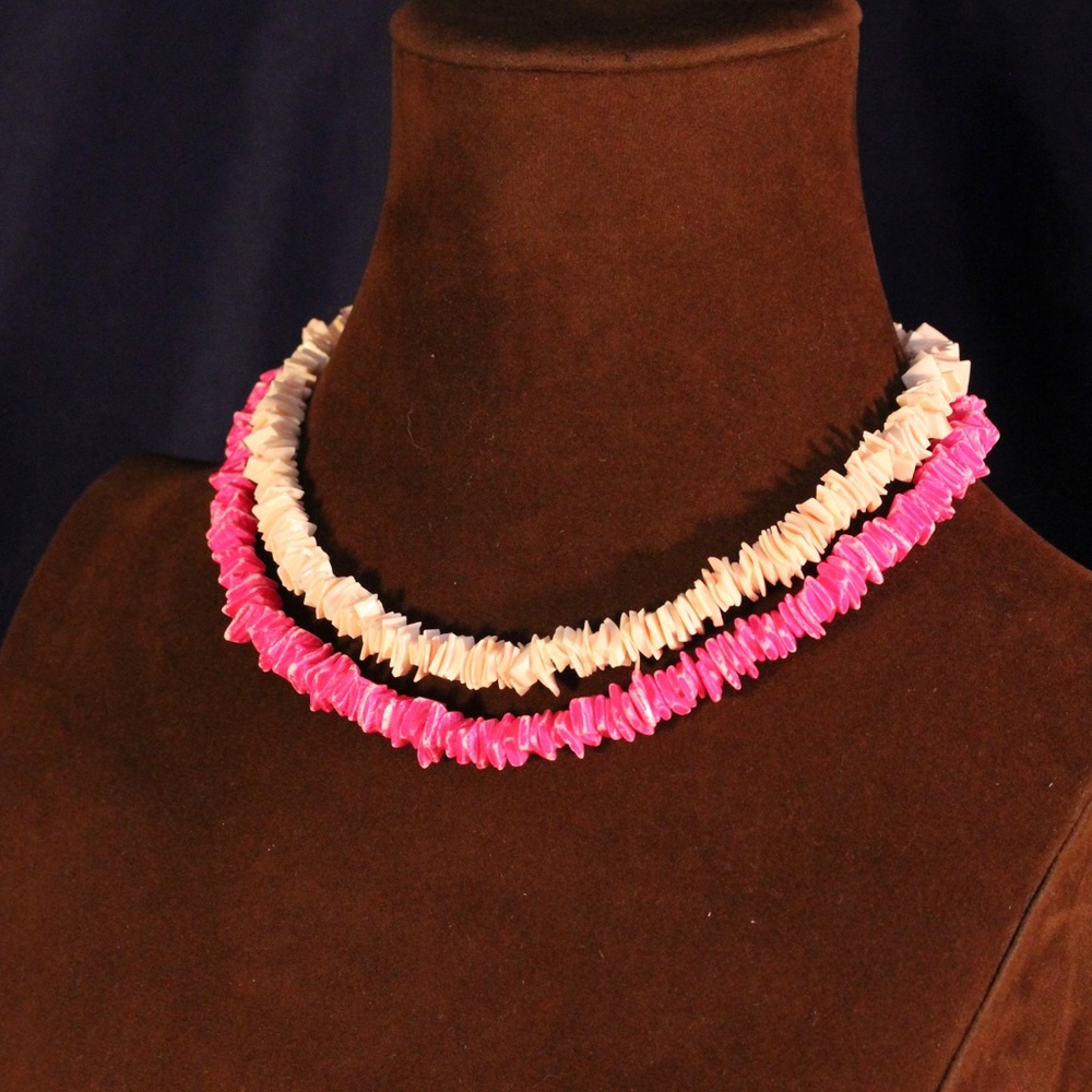 Two,LitePink,HotPinkShell necklaces