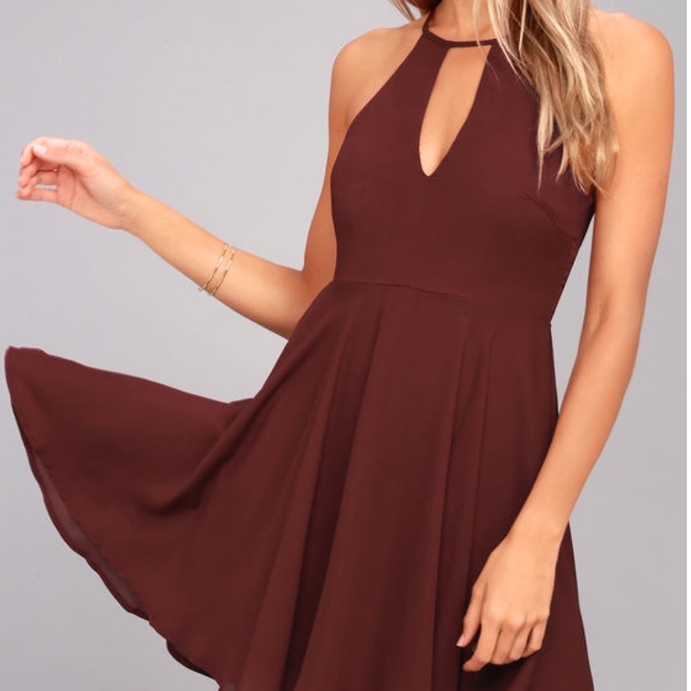 Lulus glamorous grace burgundy maroon skater dress
