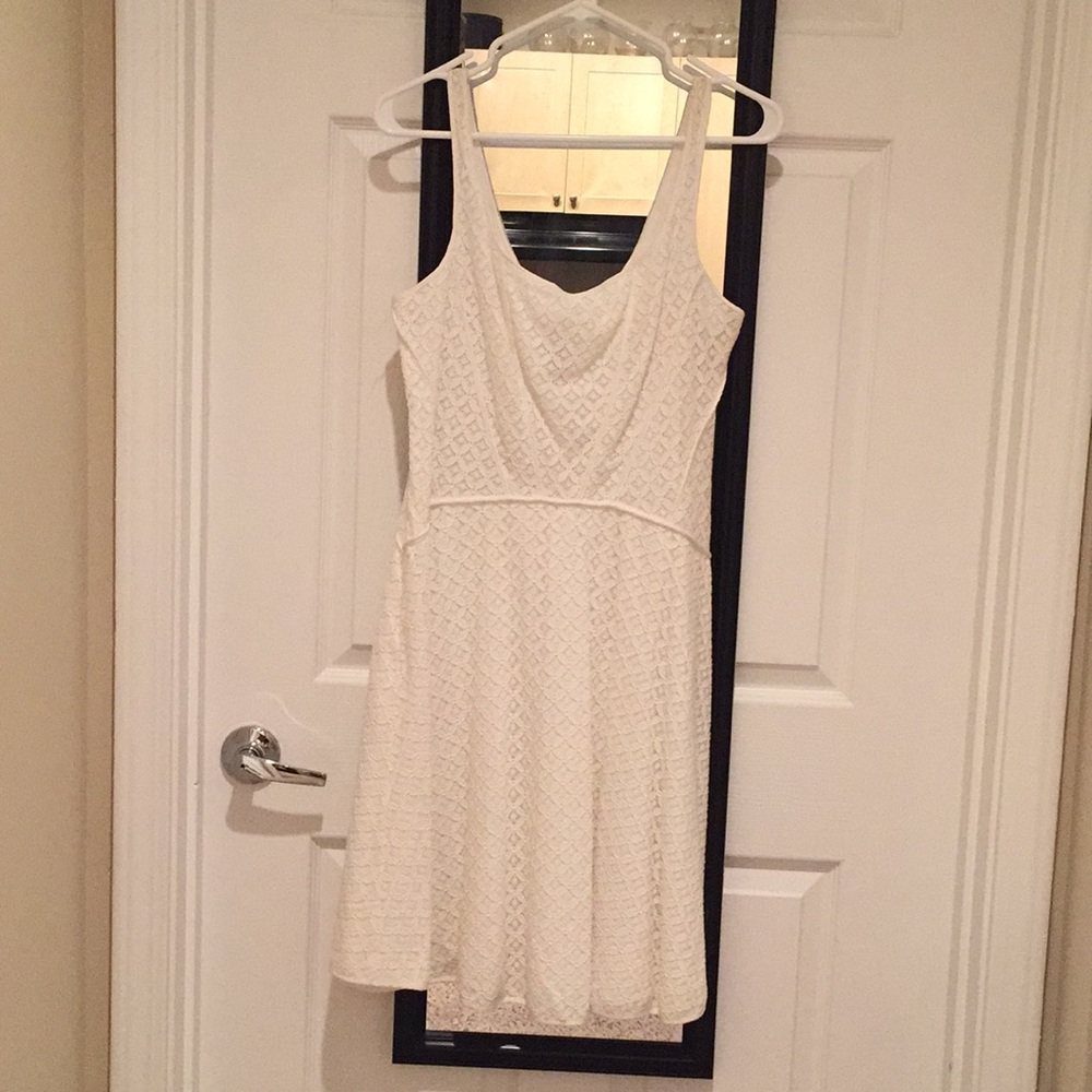 White, lace knit sundress.