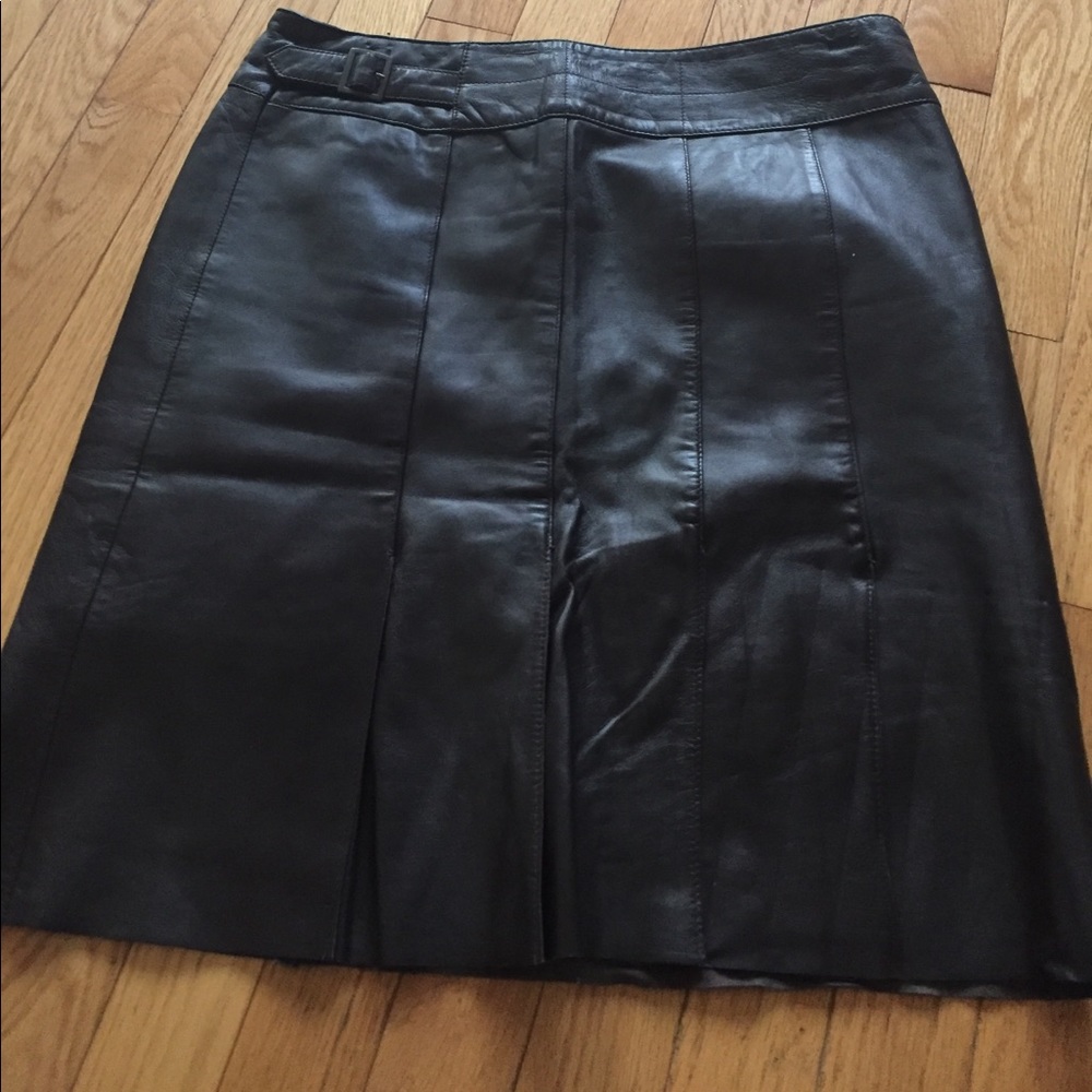 Chocolate brown leather skirt