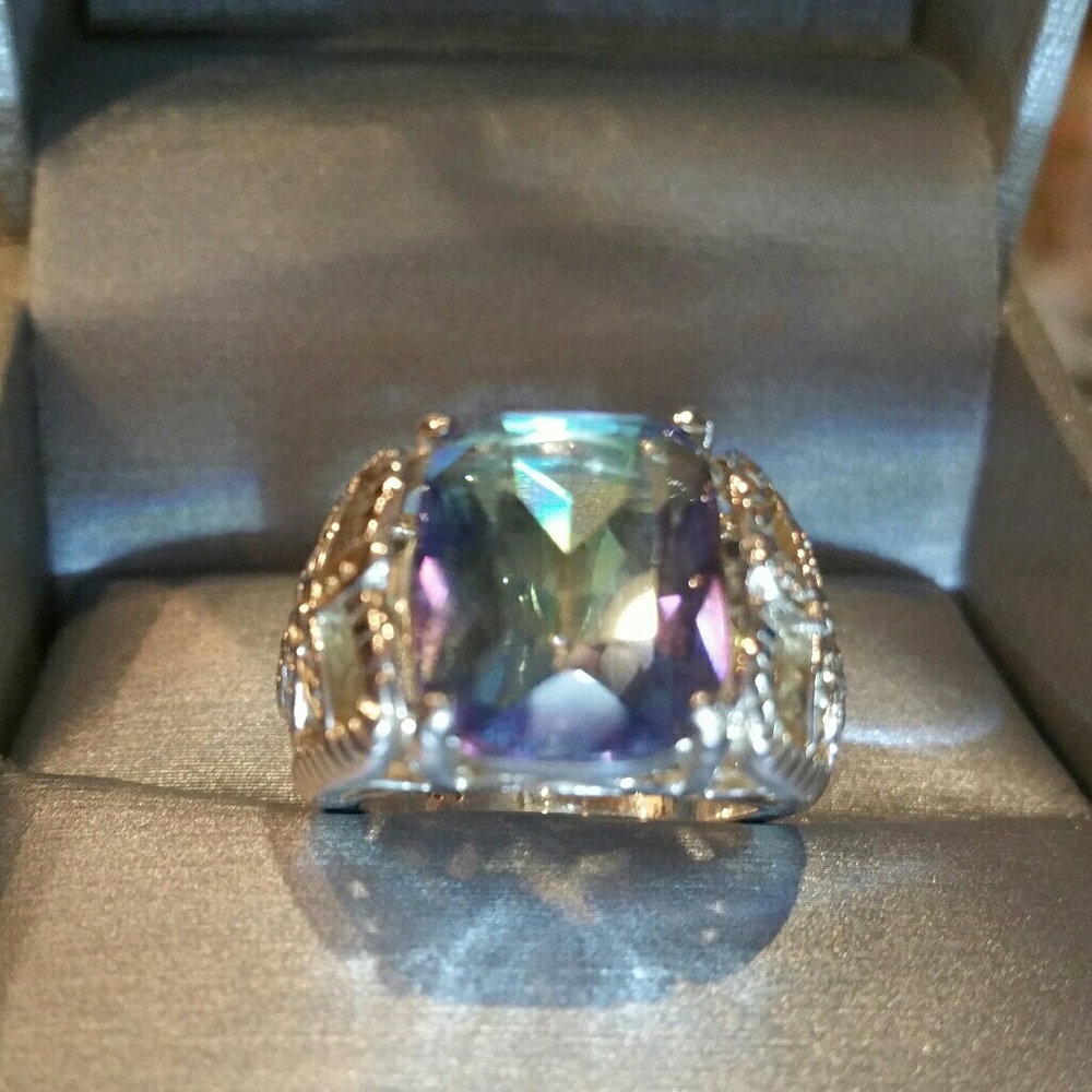 Statement Rainbow Topaz Ring in Sterling Silver