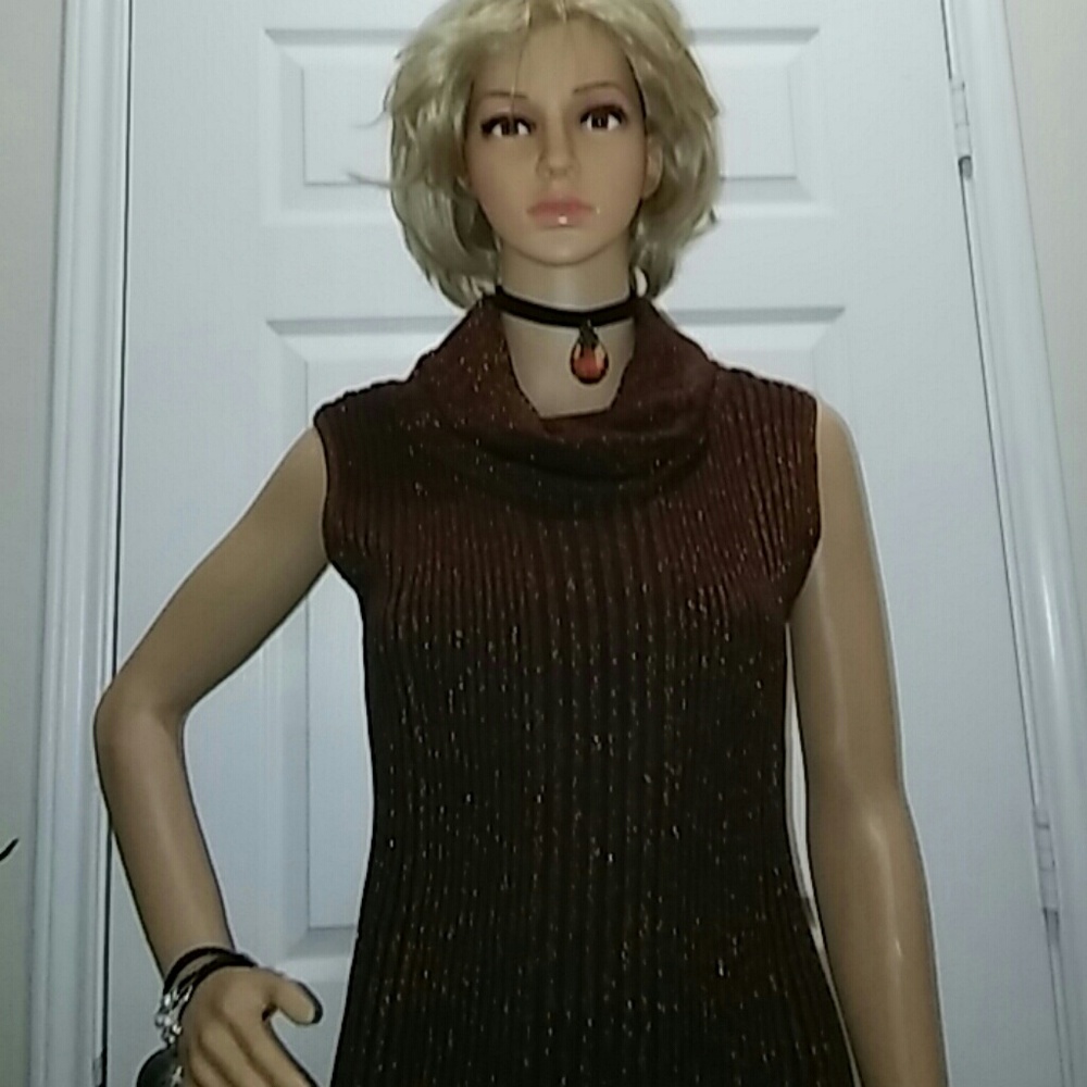 NWT Joseph A Silk Copper Color Mock Turtle Neck