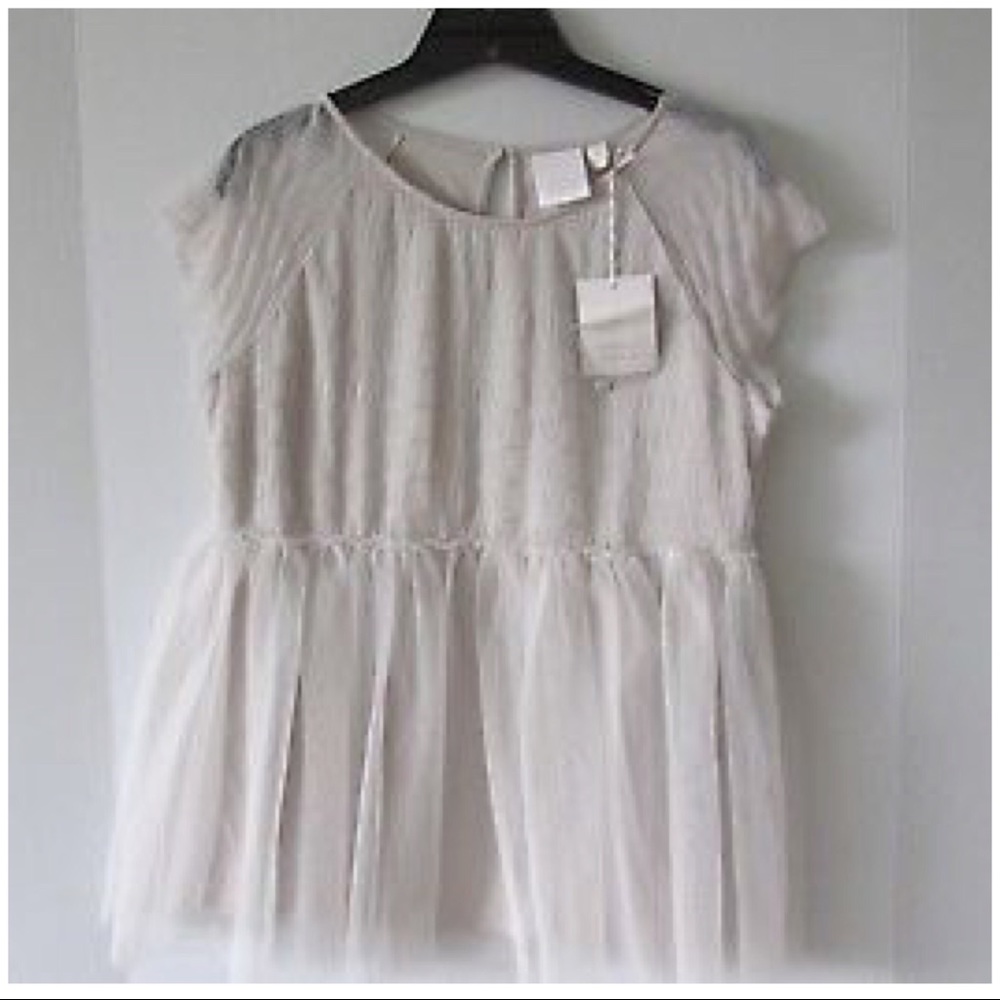 Lauren Conrad Gray Tulle Babydoll Peplum Top M - Picture 2 of 4